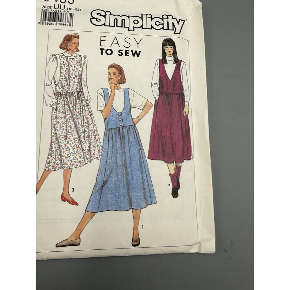 Vintage Simplicity 9435 Jumper Dress Pattern Sz 16-22 Easy Uncut